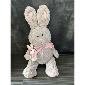 Hobby Lobby Plush Gray Bunny Rabbit & White Baby Easter Grey Stuffed Animal